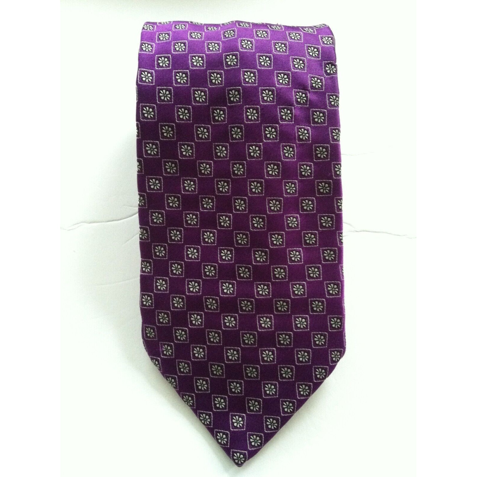 Dolcepunta Mens New Purple 100%Silk Neck Tie 3 1/2" X 61 1/4" Made In Italy